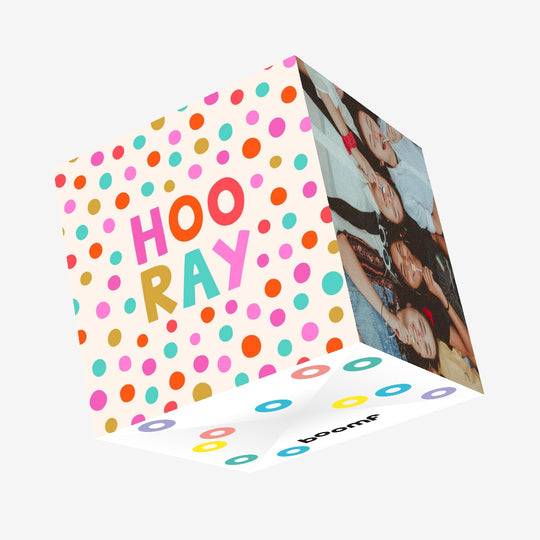 Spotty Hooray Celebration Cream Confetti-exploding Greetings Card