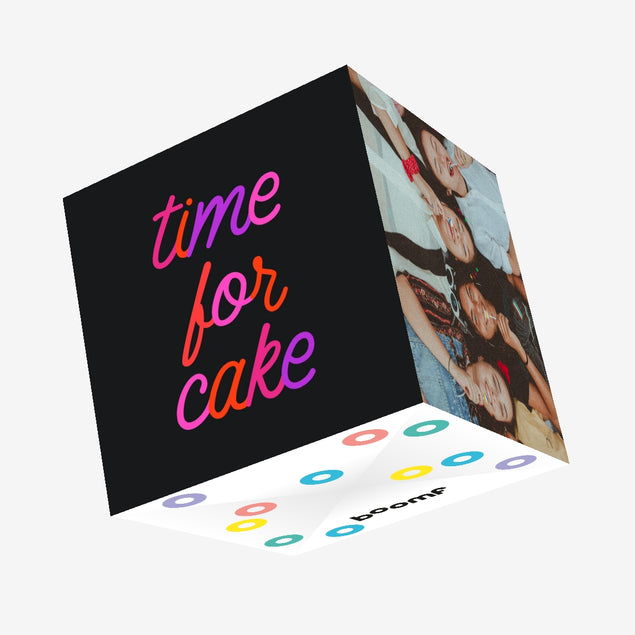 Time For Cake Birthday Black Confetti-exploding Greetings Card