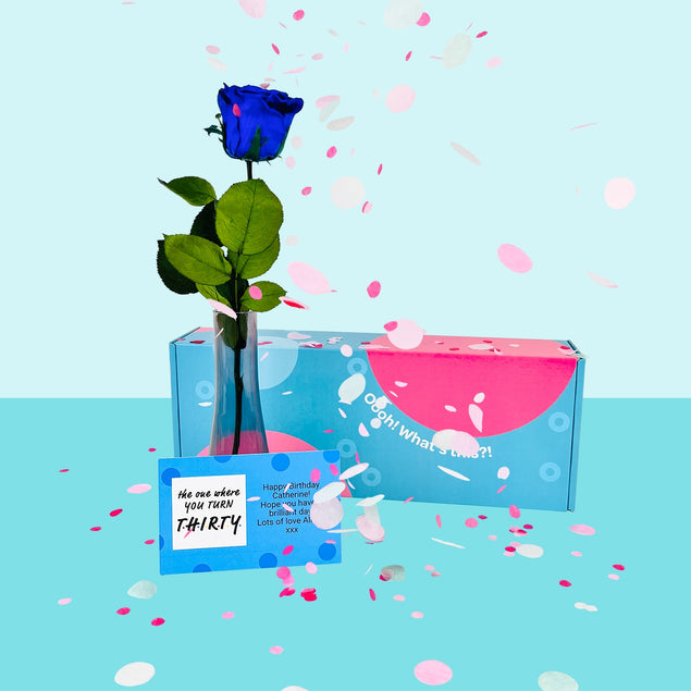 Confetti-Exploding Eternity Rose Box - Blue