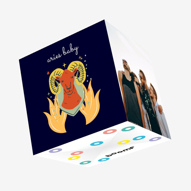 Aries Baby Zodiac Sign Birthday Confetti-exploding Greetings Card