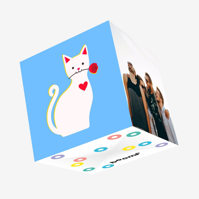 Romantic Cat With A Rose Confetti-exploding Greetings Card