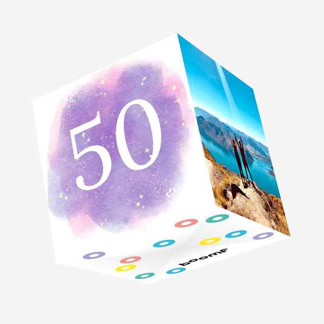 50th Birthday Purple Sky Confetti-exploding Greetings Card