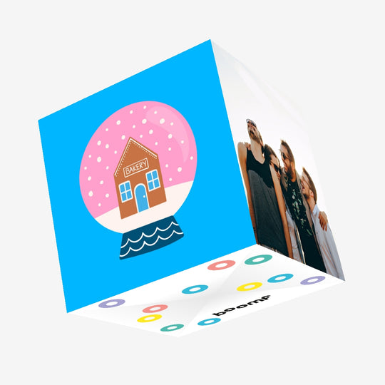 Bakery Snow Globe Blue Christmas Confetti-exploding Greetings Card