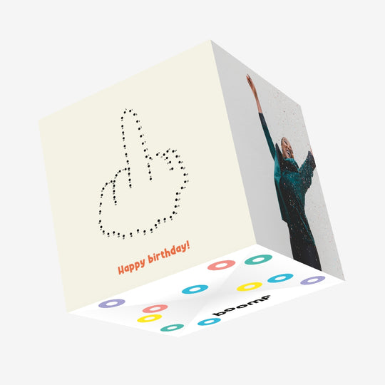 Dot To Dot Middle Finger Birthday Confetti-exploding Greetings Card