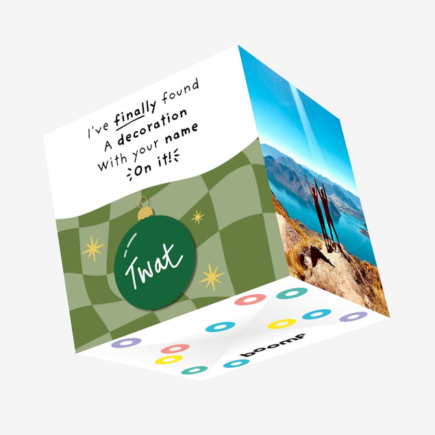 Cheeky adult humour Christmas bauble banter greeting card for sister, brother, best friend, husband and wife Confetti-exploding Greetings Card