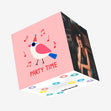 Party Time Bird Birthday Pink Confetti-exploding Greetings Card