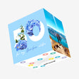 Simple Floral Blue Happy 50th Birthday Sister Confetti-exploding Greetings Card