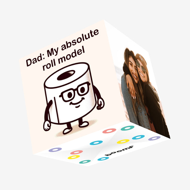 Dad: My Absolute Roll Model - Funny Pun Confetti-exploding Greetings Card