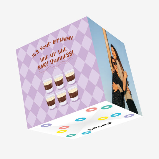 Line Up The Baby Guinness Birthday Confetti-exploding Greetings Card