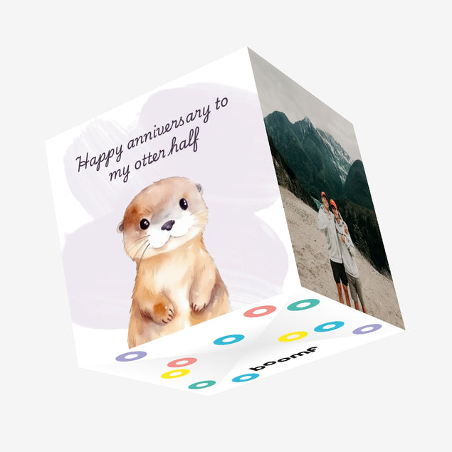 Happy Anniversary To My Otter Half Cute Confetti-exploding Greetings Card