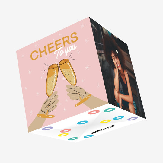 Cheers To You Congratulations Pink Confetti-exploding Greetings Card