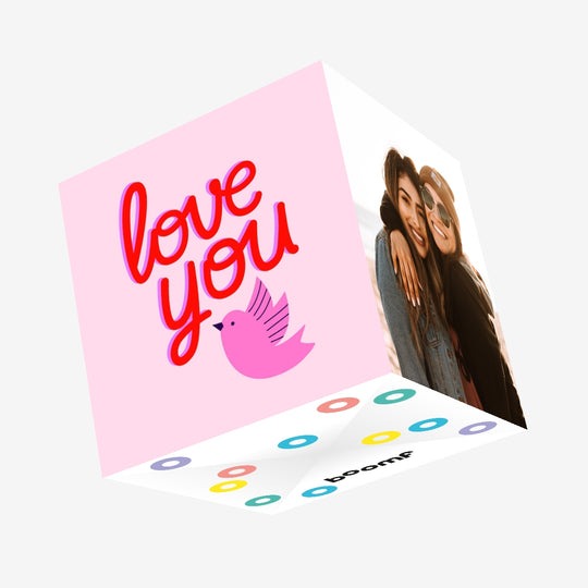 Love You Bird Valentine's Pink Confetti-exploding Greetings Card