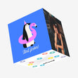 Best Fishes Penguin Celebration Blue Confetti-exploding Greetings Card