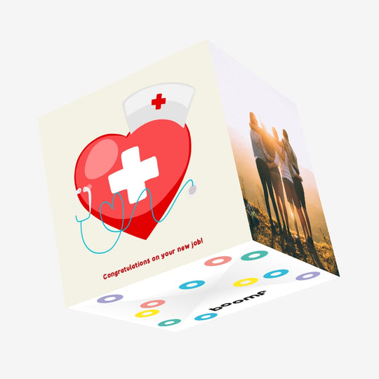 Congratulations On Your New Job! Nurse Confetti-exploding Greetings Card