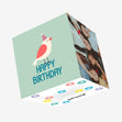 Cute Bird Birthday Green Confetti-exploding Greetings Card