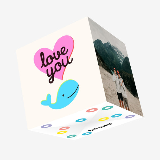 Love You Whale Valentine's Blue Confetti-exploding Greetings Card