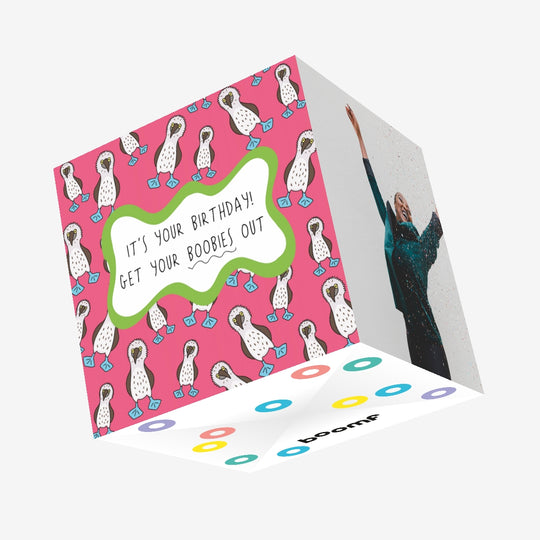 Get Your Boobies Out - Funny Birthday Confetti-exploding Greetings Card