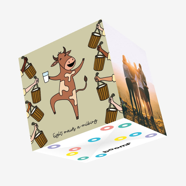 8 Maids A-milking 12 Days Of Christmas Confetti-exploding Greetings Card