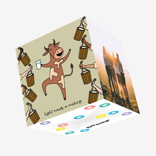 8 Maids A-milking 12 Days Of Christmas Confetti-exploding Greetings Card