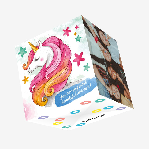 My Most Beautiful Unicorn Confetti-exploding Greetings Card