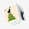 Merry Christmas Black Cat At The Top Of Christmas Tree Confetti-exploding Greetings Card