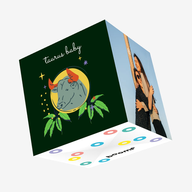 Taurus Baby Zodiac Sign Birthday Confetti-exploding Greetings Card