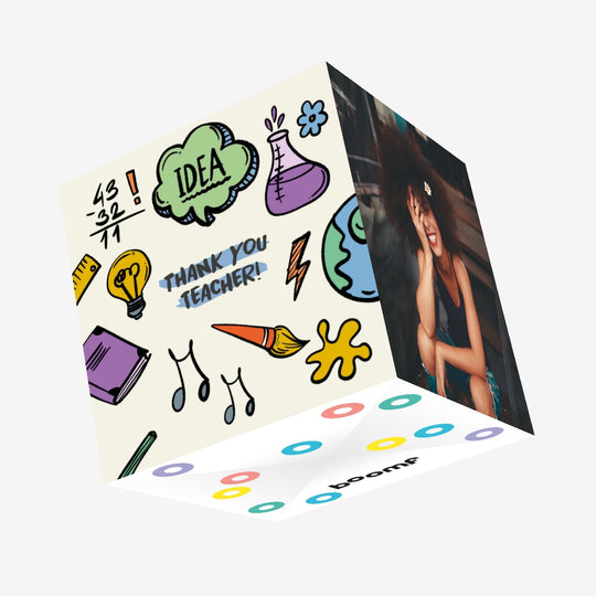 Thank You Teacher School Symbols Confetti-exploding Greetings Card