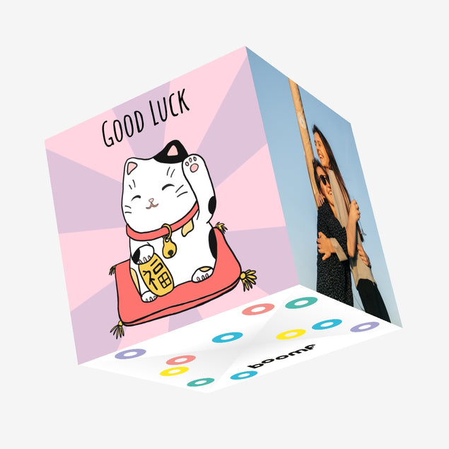 Lucky Cat Good Luck Confetti-exploding Greetings Card