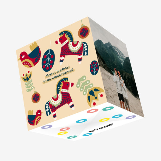 Merry Christmas To My Wonderful Son Confetti-exploding Greetings Card