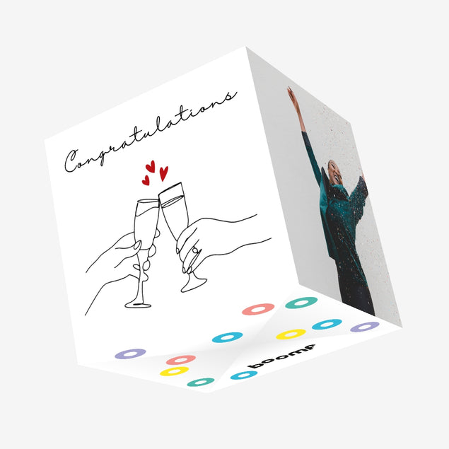 Congratulations Elegant Engagement Confetti-exploding Greetings Card