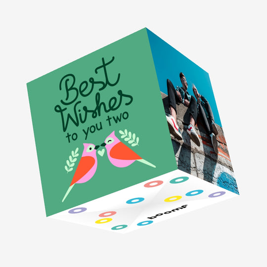 Best Wishes Love Birds Green Confetti-exploding Greetings Card
