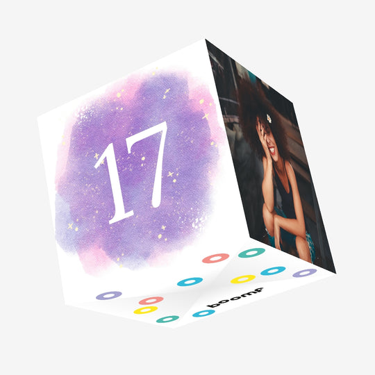 17th Birthday Purple Sky Confetti-exploding Greetings Card