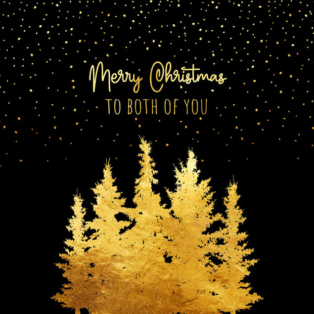 Merry Christmas Both Of You Golden Forest Confetti-exploding Greetings Card