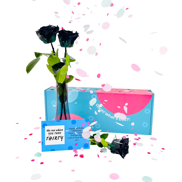 Confetti-Exploding Eternity Rose Box - Black