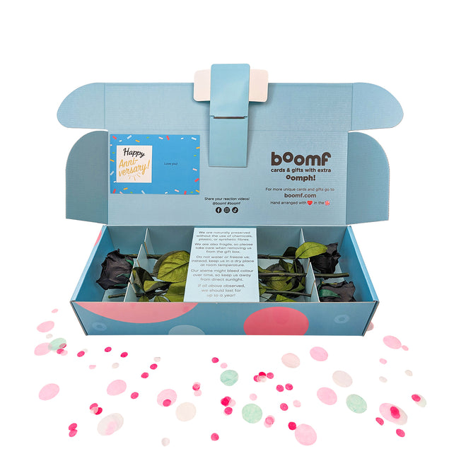 Confetti-Exploding Eternity Rose Box - Black