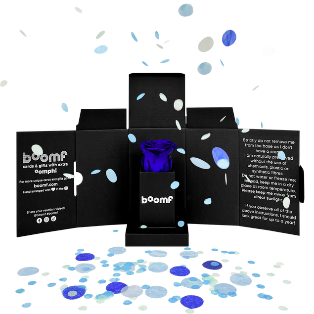 Confetti-Exploding Eternity Rose Head Box - Blue