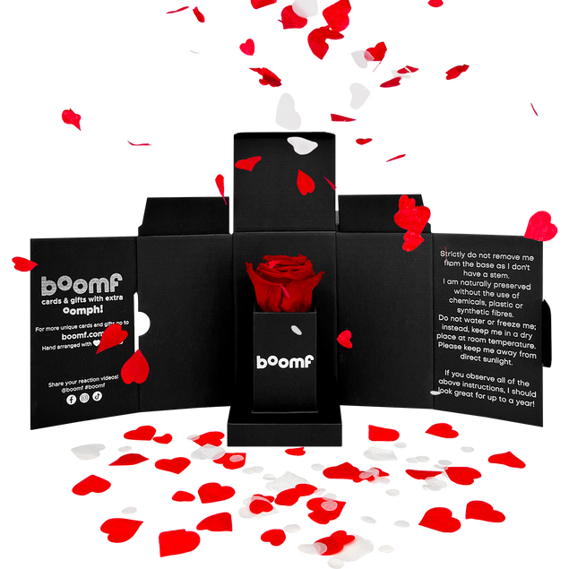 Confetti-Exploding Eternity Rose Head Box - Red