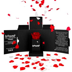 Red Eternity Rose Head In Confetti Surprise Box