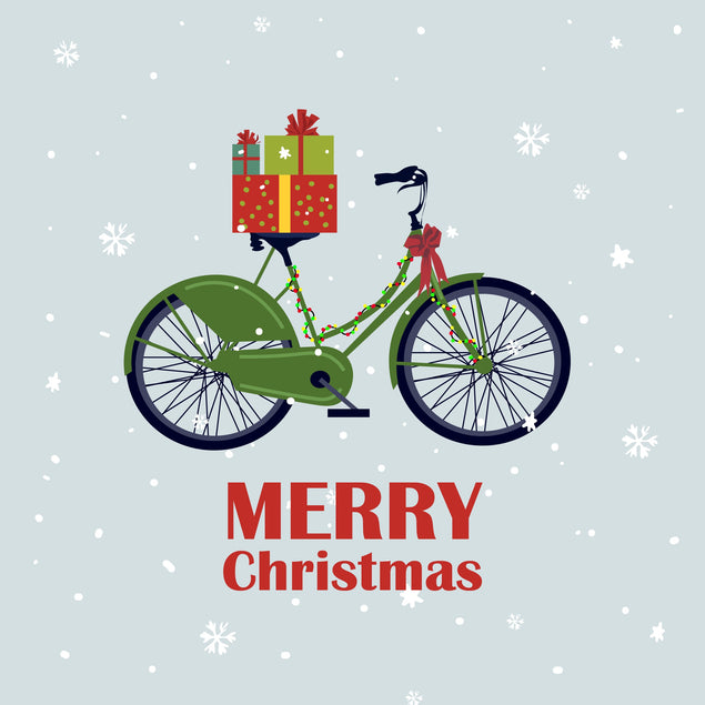 Merry Christmas Bike With Gifts Confetti-exploding Greetings Card