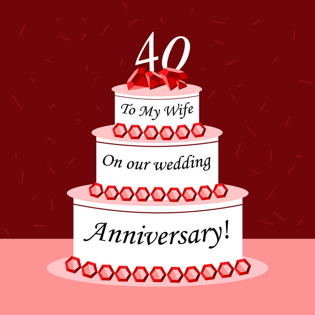 Ruby Cake Wedding Anniversary Confetti-exploding Greetings Card