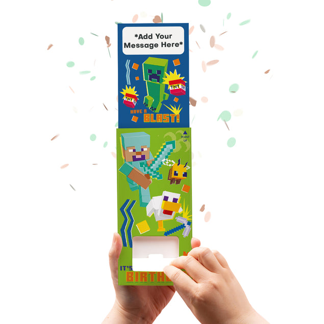 Minecraft Birthday Cannon Confetti Shooter Card