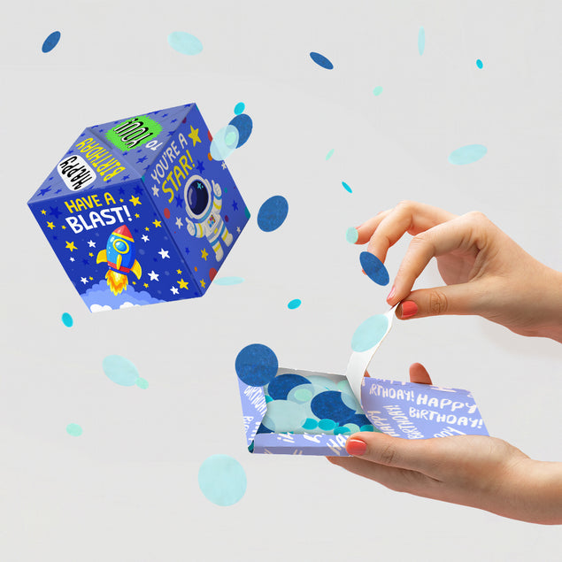 Space Birthday Non-Personalised 5-Sided Confetti-exploding Greetings Card