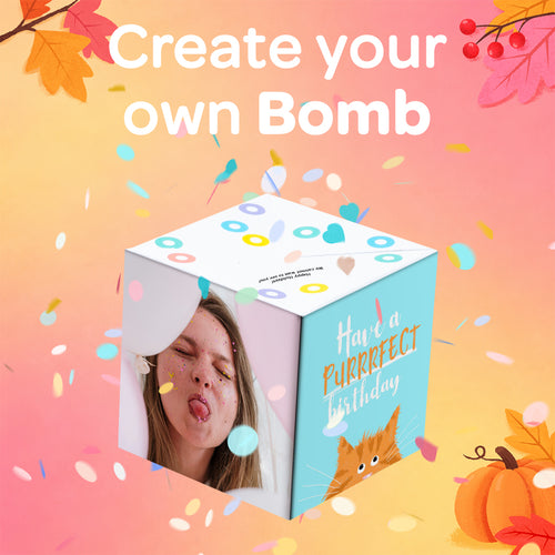 Boomf Bomb 3D Exploding Confetti Card 3D Cube Card