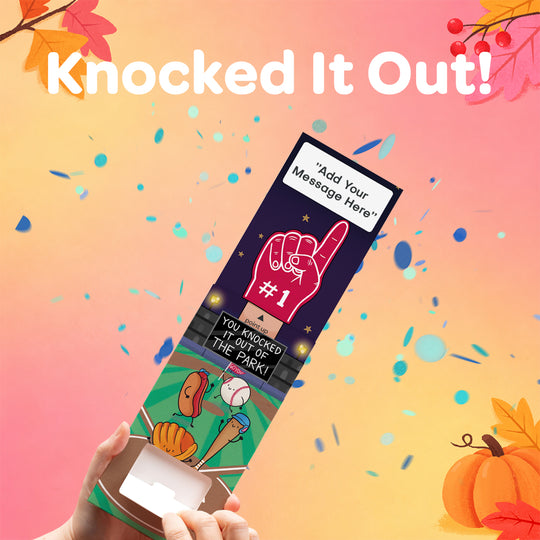 "Knocked it out of the Park!" Cannon Confetti Shooter Card