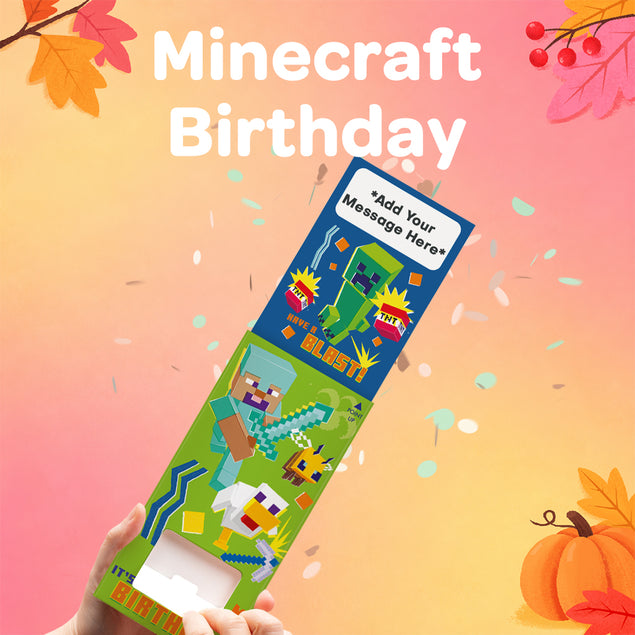 Minecraft Birthday Cannon Confetti Shooter Card