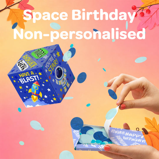 Space Birthday Non-Personalised 5-Sided Confetti-exploding Greetings Card