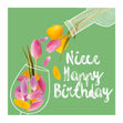Tulips Wine Happy Birthday Niece Confetti-exploding Greetings Card