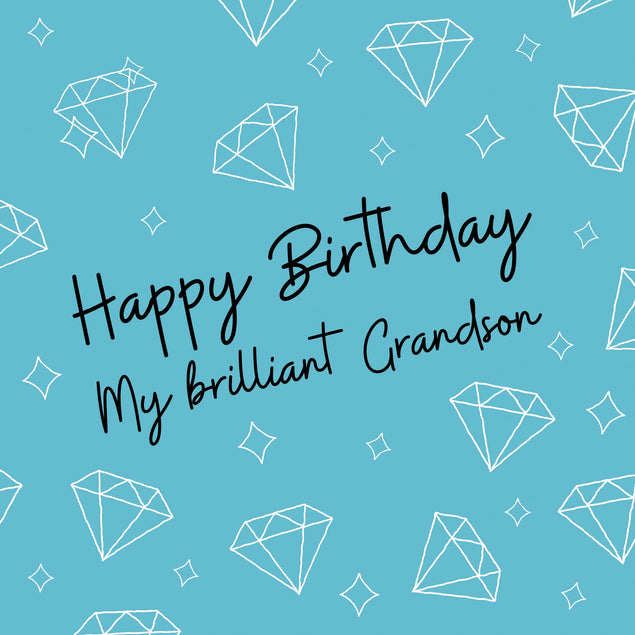 Blue Diamonds Happy Birthday Grandson Confetti-exploding Greetings Card