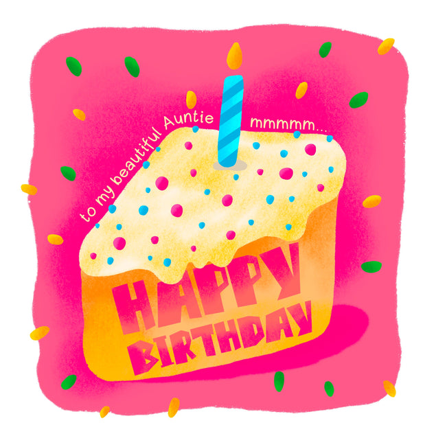 Birthday Cake Happy Birthday To My Beautiful Auntie Confetti-exploding Greetings Card