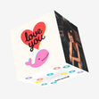 Love You Cute Pink Whale Confetti-exploding Greetings Card